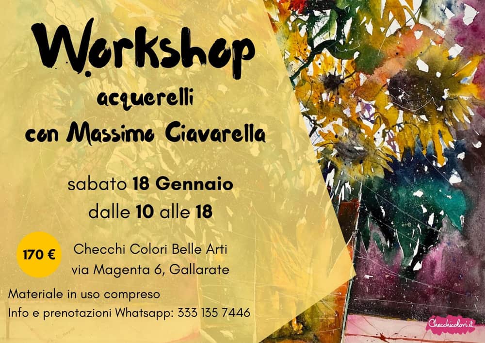 locandina Workshop acquerelli Massimo Ciavarella per Checchi Colori